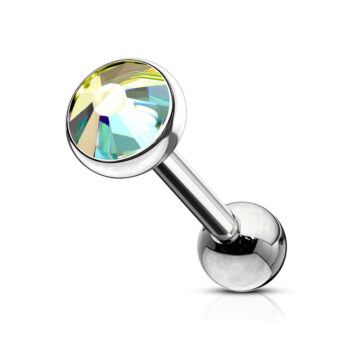 Cartilage Barbell with a Flat Crystal Ball - Image 9