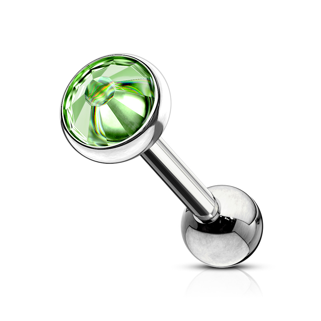 Cartilage Barbell with a Flat Crystal Ball - Image 7