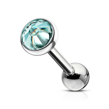Cartilage Barbell with a Flat Crystal Ball - Image 4