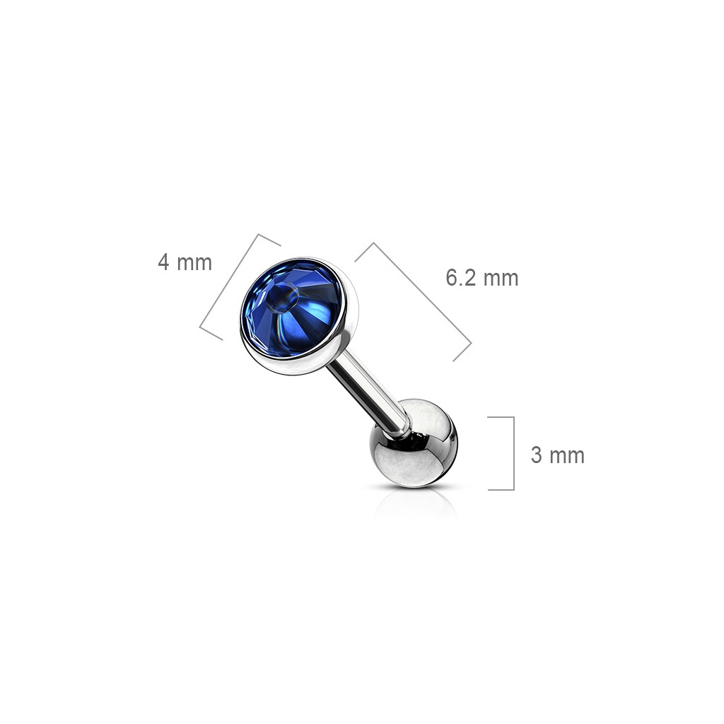 Cartilage Barbell with a Flat Crystal Ball - Image 10