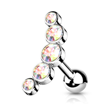 Curved Cartilage Barbell with 5 Crystals - Image 8