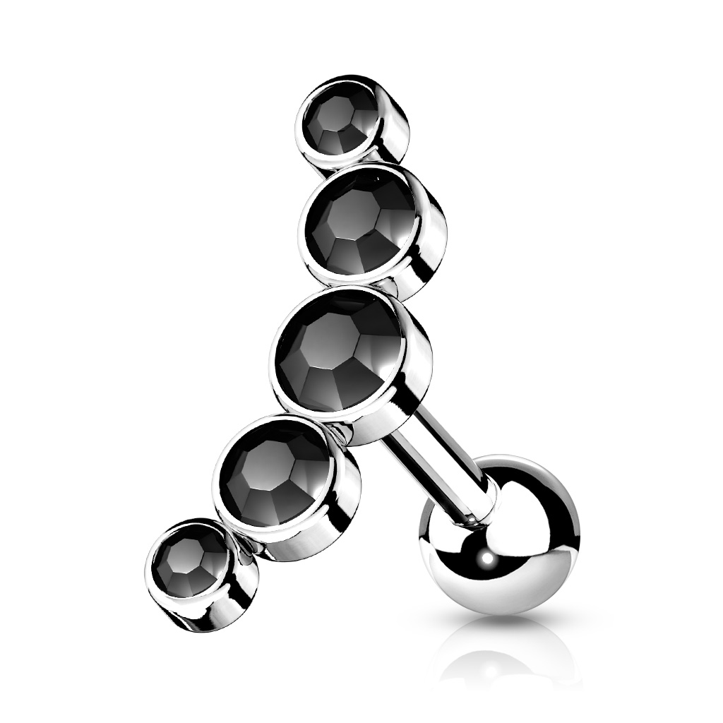 Curved Cartilage Barbell with 5 Crystals - Image 5