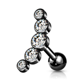 Curved Cartilage Barbell with 5 Crystals - Image 4