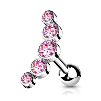 Curved Cartilage Barbell with 5 Crystals - Image 3