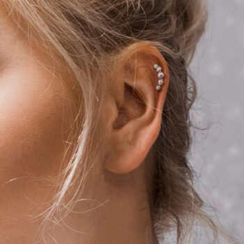 Curved Cartilage Barbell with 5 Crystals - Image 9