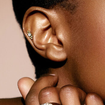 Cartilage Barbell with a Clear CZ Gem and Ball Cluster - Image 5