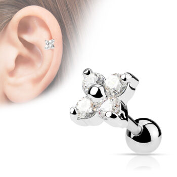 Cartilage Barbell with a Crystal Flower - Image 6
