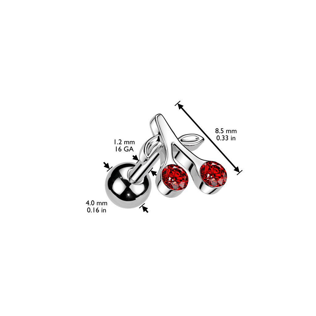 Cartilage Barbell with Cherries - Image 2