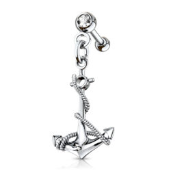 Cartilage Barbell with an Anchor Dangle
