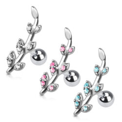 Curved Cartilage Barbell with a CZ Vine