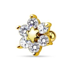 Cartilage Barbell with a Clear CZ Flower