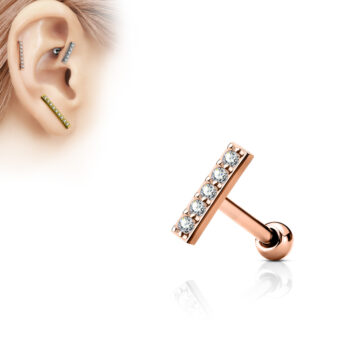Cartilage Barbell with a 9mm Clear CZ Long Bar Top