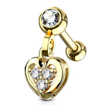 Heart Dangle Cartilage Barbell Stud - Image 3