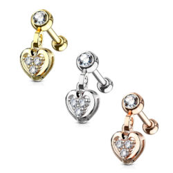 Heart Dangle Cartilage Barbell Stud