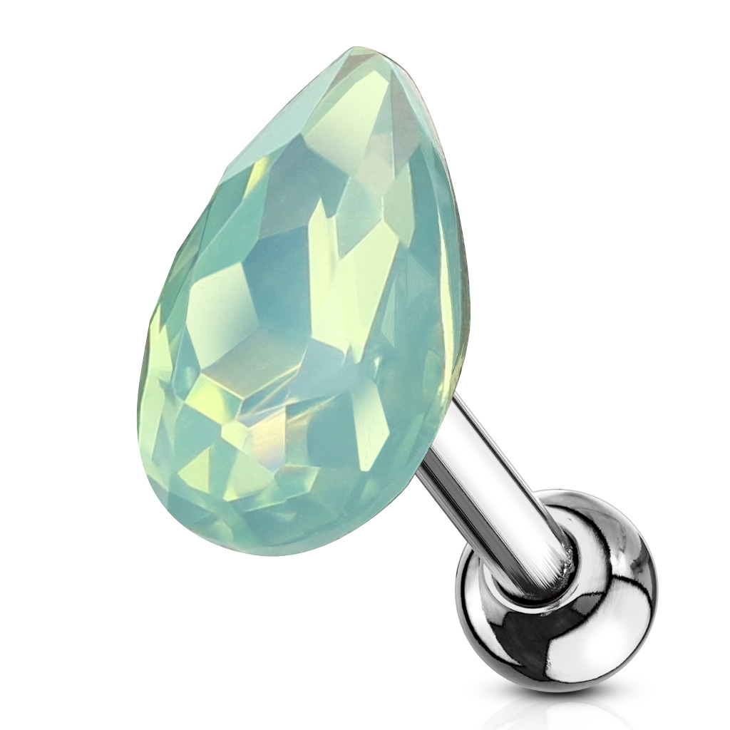 Cartilage Barbell with a Tear Drop Crystal - Image 5