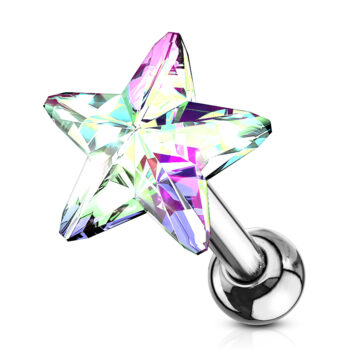 Cartilage Barbell with a Crystal Star - Image 2