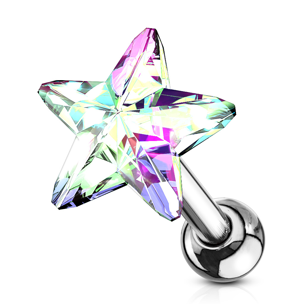 Cartilage Barbell with a Crystal Star - Image 2