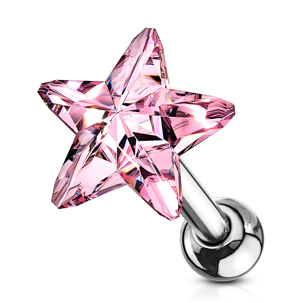Cartilage Barbell with a Crystal Star - Image 7
