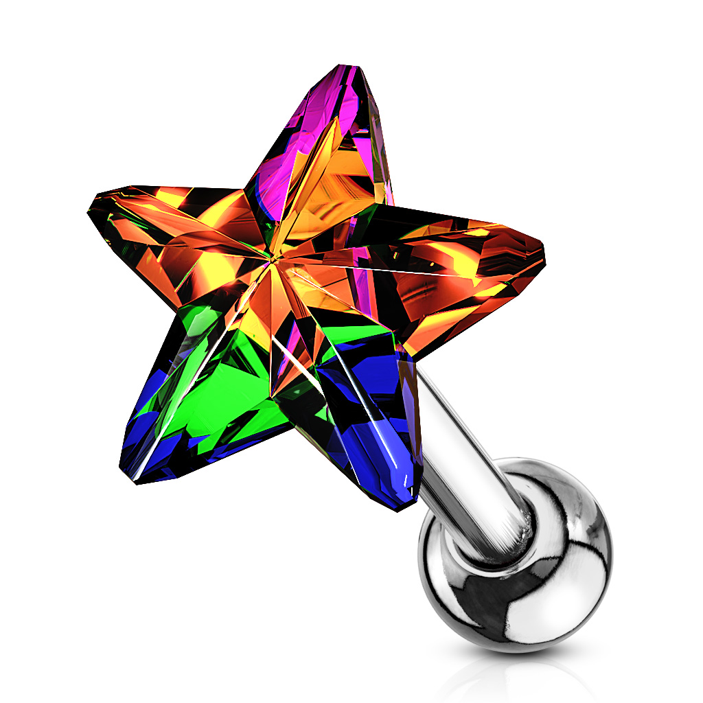 Cartilage Barbell with a Crystal Star - Image 3