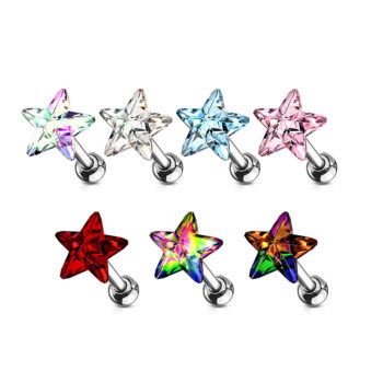 Cartilage Barbell with a Crystal Star