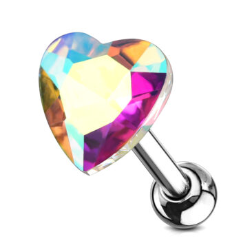 Cartilage Barbell with a Crystal Heart - Image 2