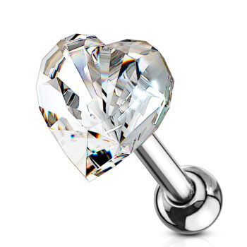 Cartilage Barbell with a Crystal Heart - Image 8