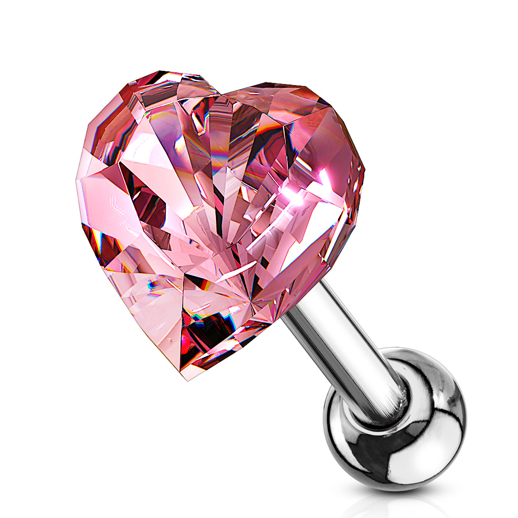 Cartilage Barbell with a Crystal Heart - Image 6