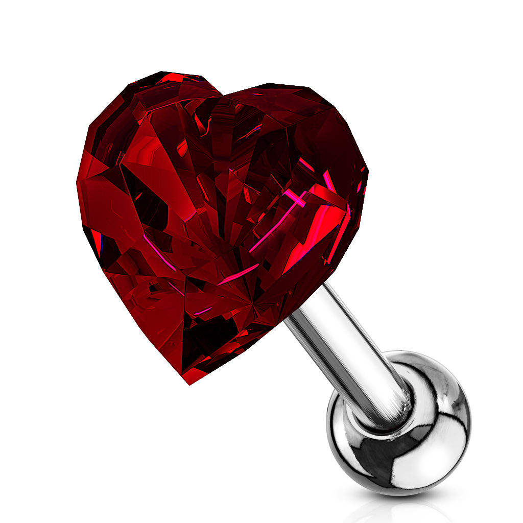Cartilage Barbell with a Crystal Heart - Image 5
