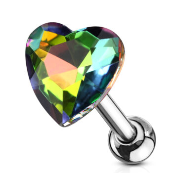 Cartilage Barbell with a Crystal Heart - Image 3
