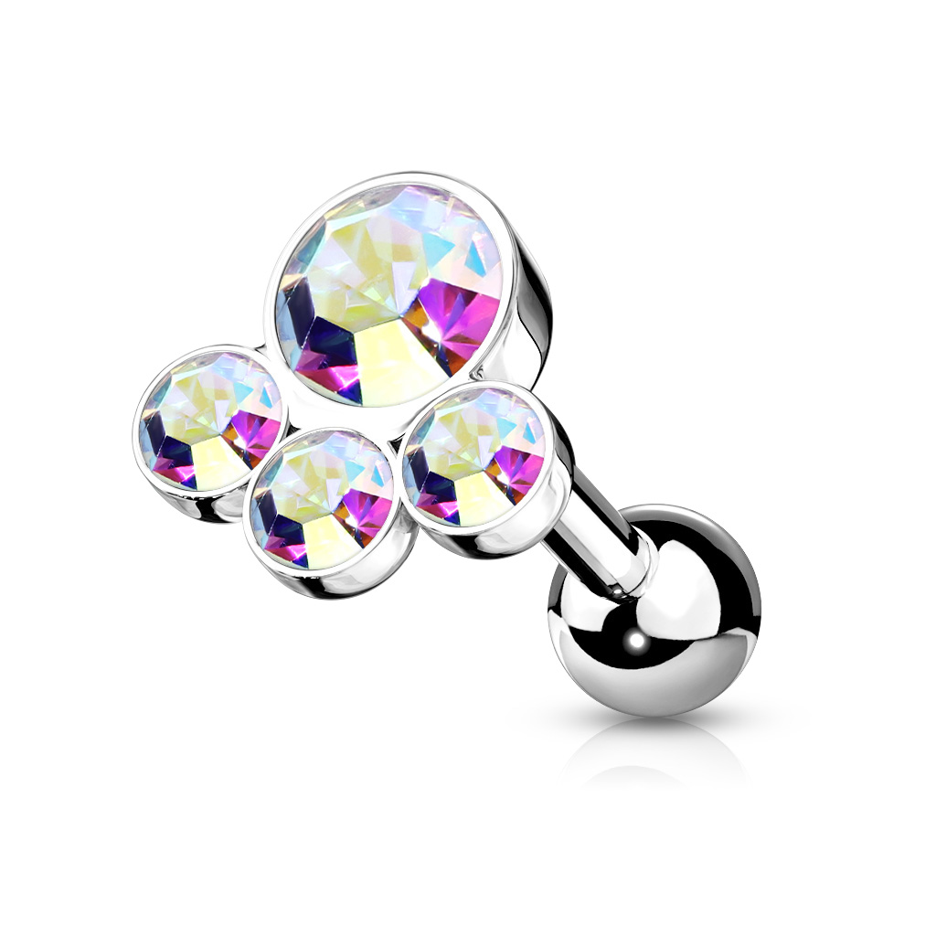 Cats Paw Cartilage Barbell with Crystal Gems - Image 8