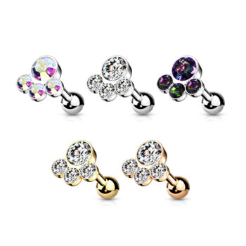 Cats Paw Cartilage Barbell with Crystal Gems