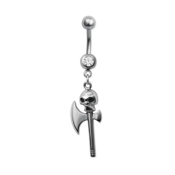 Belly Bar with Skull and Axe Dangle