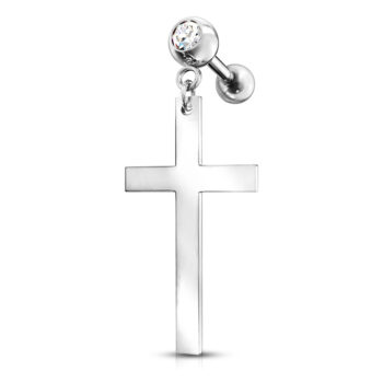 Cartilage Barbell with a Cross Dangle - Image 3