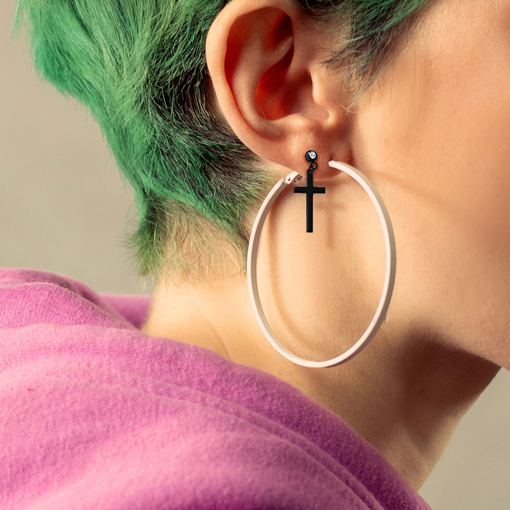 Cartilage Barbell with a Cross Dangle - Image 6