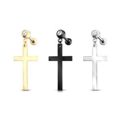Cartilage Barbell with a Cross Dangle