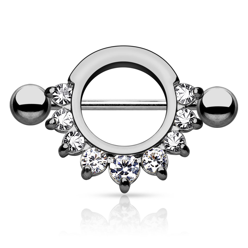 Nipple Shield with a Half Ring of Clear CZ Gems - Image 4