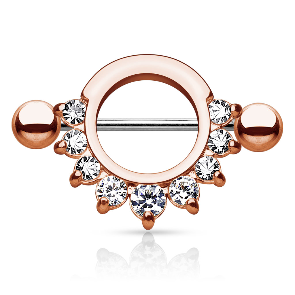 Nipple Shield with a Half Ring of Clear CZ Gems - Image 3