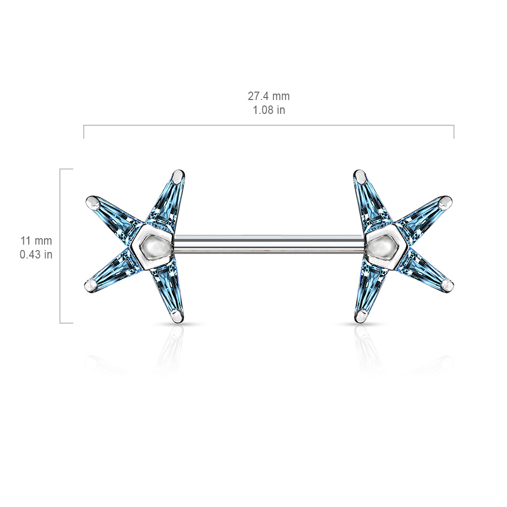Nipple Bar with Crystal Star Ends - Image 4