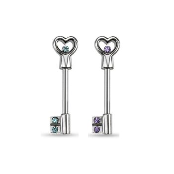 Nipple Bar with CZ Key Ends