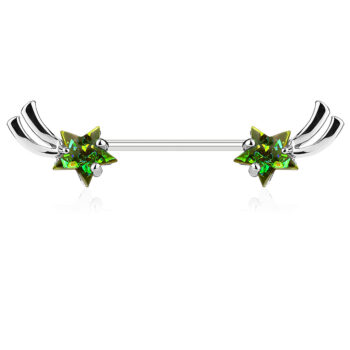 Nipple Barbell with Imitation Opal Glitter Shooting Star - Image 6