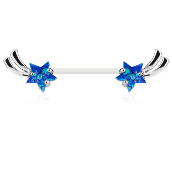 Nipple Barbell with Imitation Opal Glitter Shooting Star - Image 4