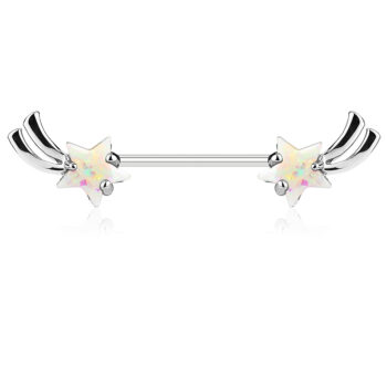Nipple Barbell with Imitation Opal Glitter Shooting Star - Image 2