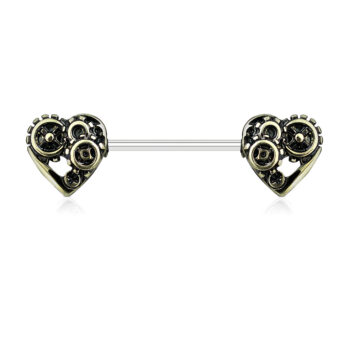 Nipple Bar with Steam Punk Heart Ends - Image 3