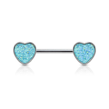 Nipple Bars with Druzy Stone Heart Ends - Image 2