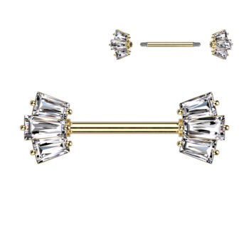 Nipple Bar with Clear CZ Crown Ends - Image 3