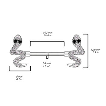 Nipple Bar with Clear CZ Snake Ends - Image 4