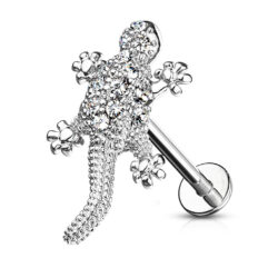 Labret with a Clear CZ Gems Lizard