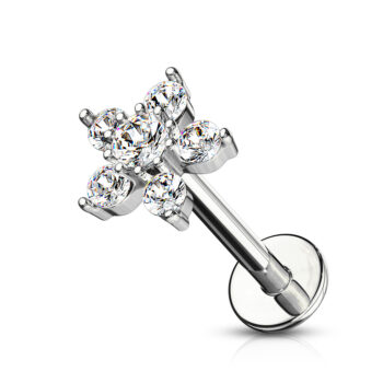 Labret with Clear Flower Head