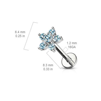 Rose Gold Labret with Clear Flower Head - Image 3