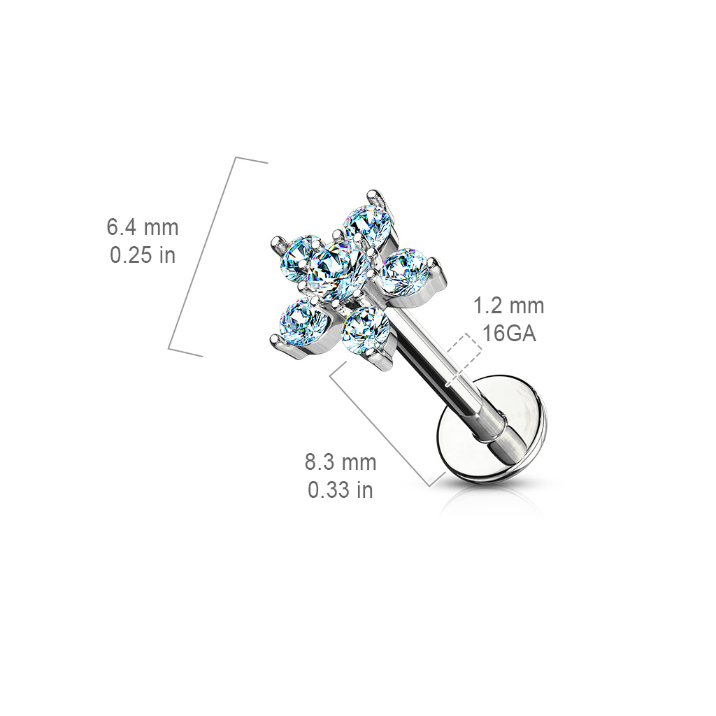 Rose Gold Labret with Clear Flower Head - Image 3